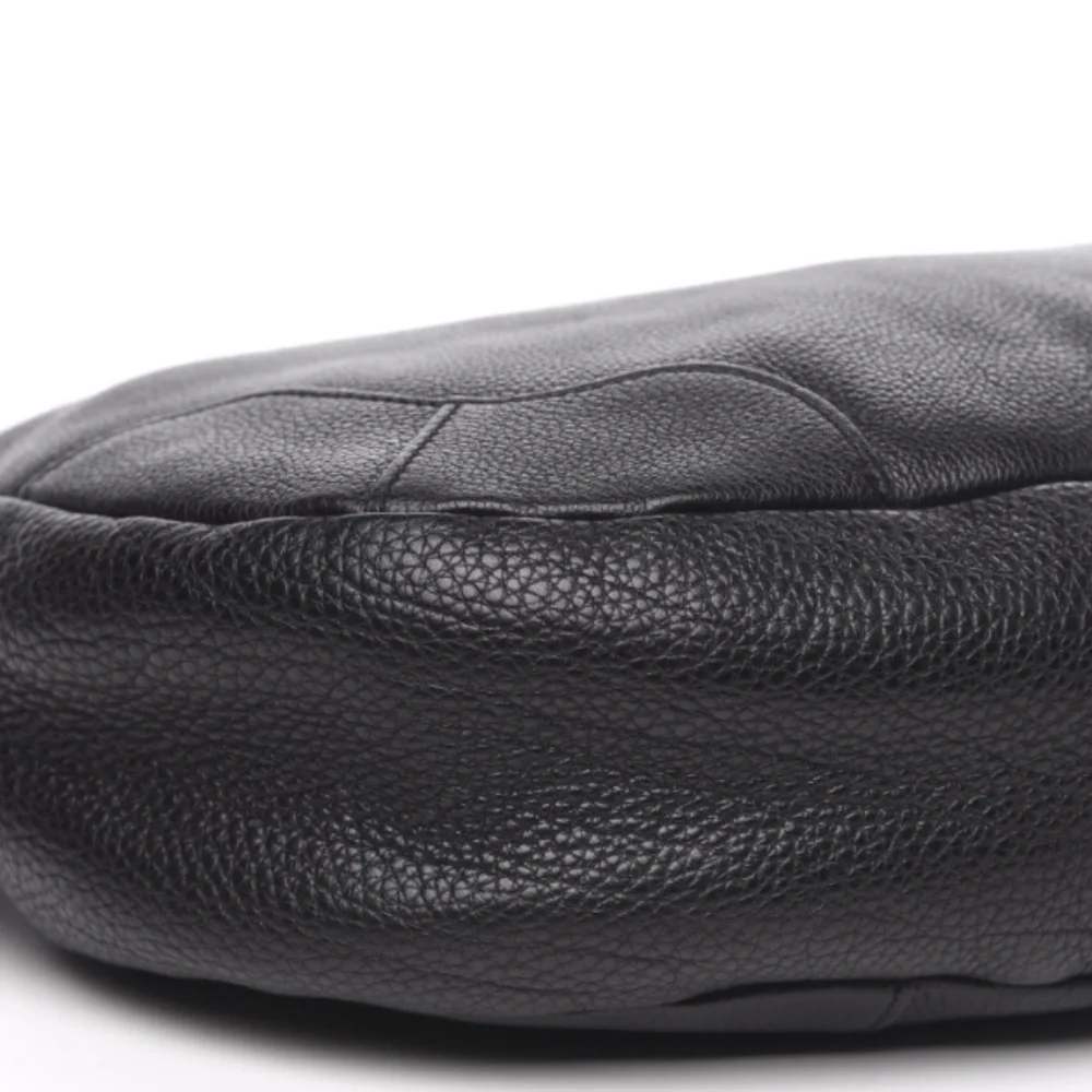 PRADA Vitello Daino Hobo in Black Leather with Silver Hardware